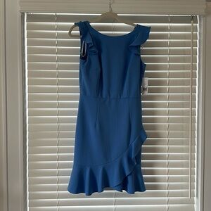 Donna morgan ruffle blue cocktail drwss